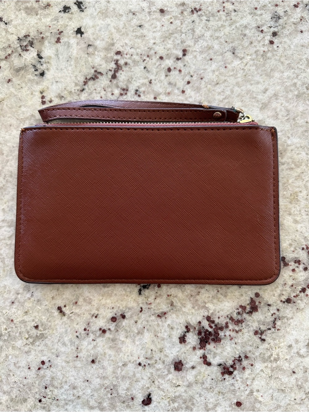 Kate Spade New York Brown Tan Genuine Saffiano Leather Wristlet Wallet Boho Chic - Picture 8 of 11
